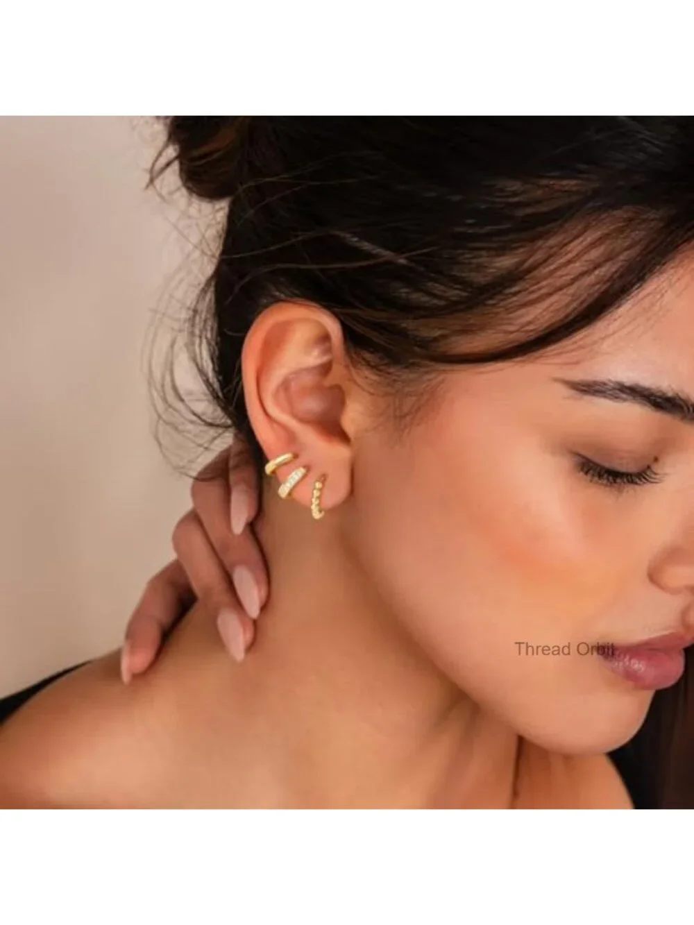 14K Gold Plated Hoop Earrings Set, Hypoallergenic CZ Huggie Earrings